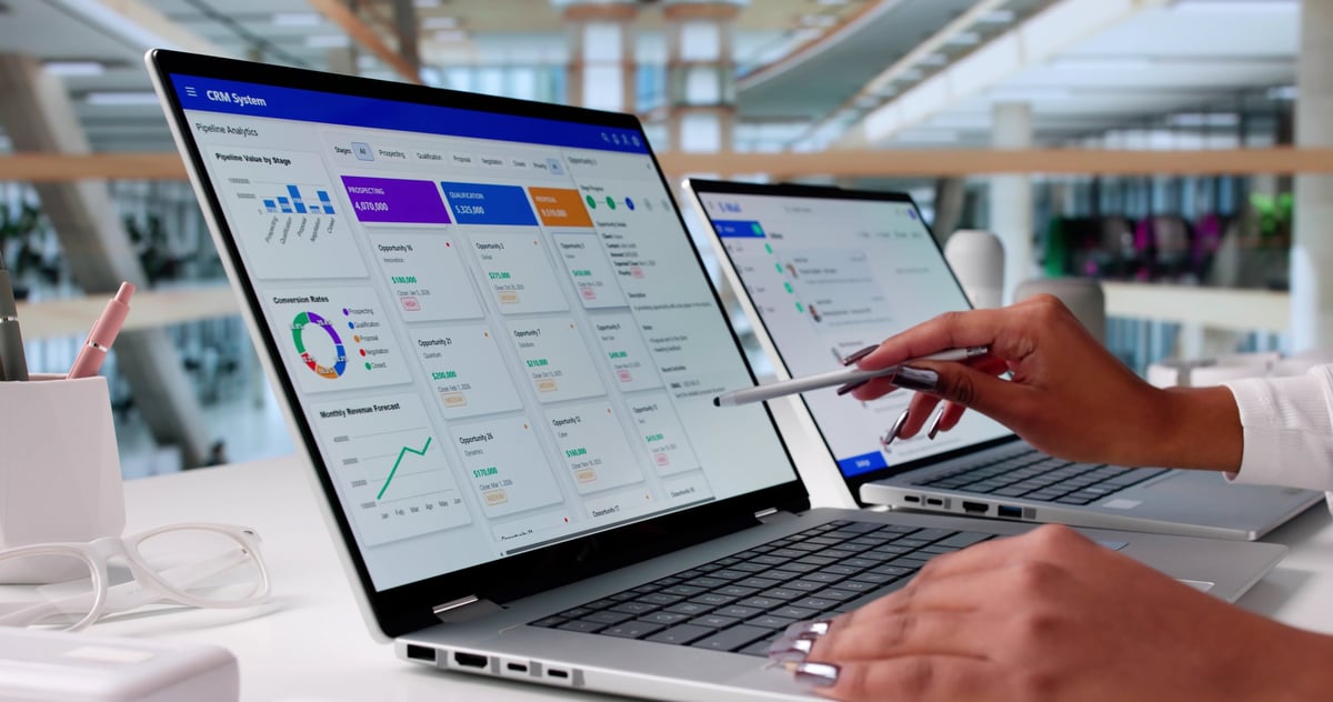 Female Business Leader Utilizing CRM Software To Enhance Customer Support.
