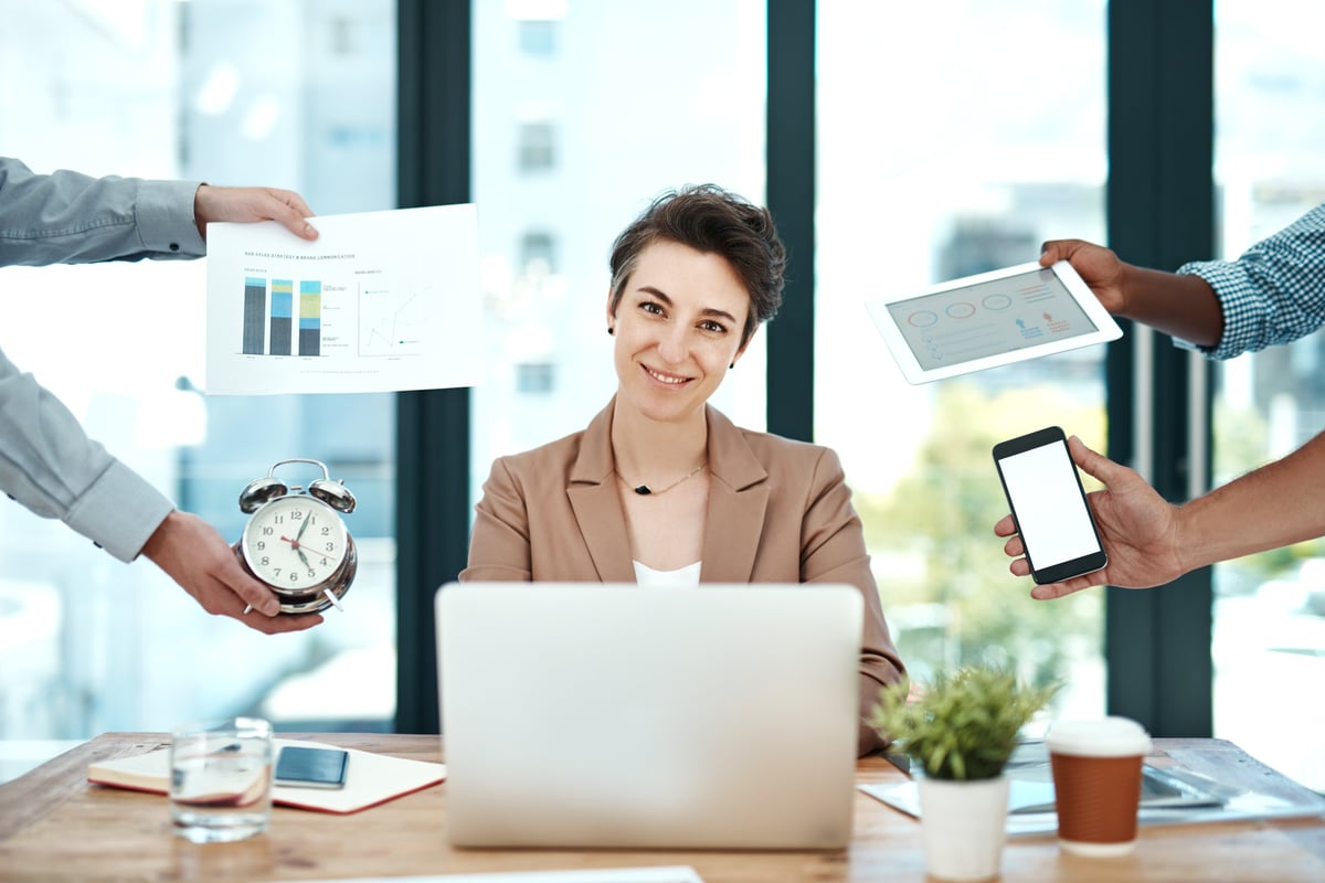 Shot of a young businesswoman looking calm in a demanding office environment